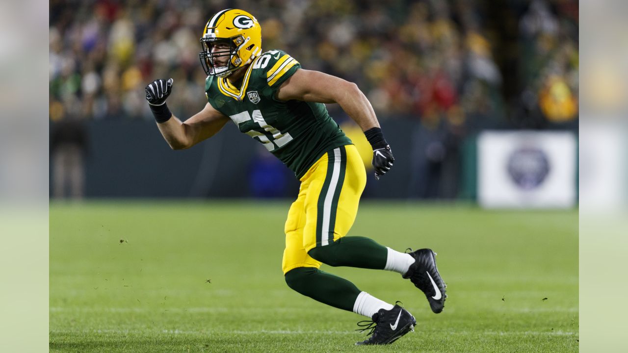 Green Bay Packers linebacker Rashan Gary warms up before the start of an  NFL football game between the Green Bay Packers and Detroit Lions Monday,  Oct. 14, 2019, in Green Bay, Wis. (