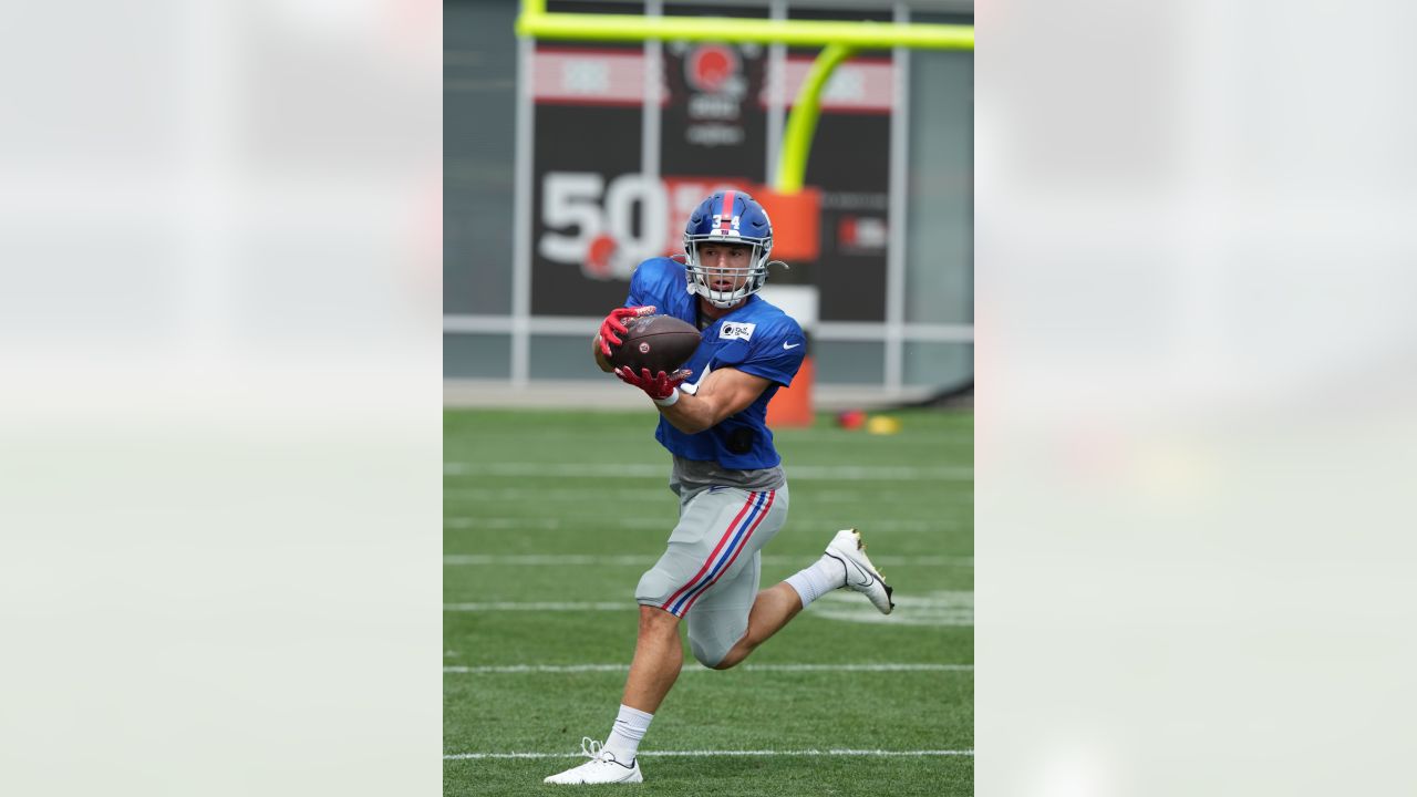 New York Giants running back Sandro Platzgummer (34) practices