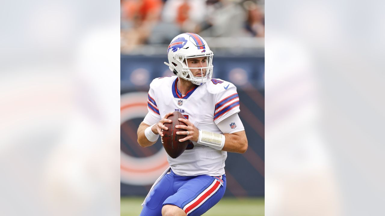 Buffalo Bills tight end Joel Wilson (48) walks off the field following an  NFL preseason football game against the Chicago Bears, Saturday, Saturday,  Aug. 26, 2023, in Chicago. (AP Photo/Kamil Krzaczynski Stock