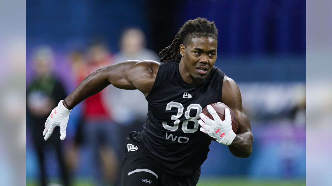 Ohio State defensive back Jordan Fuller runs a drill at the NFL football  scouting combine in In …