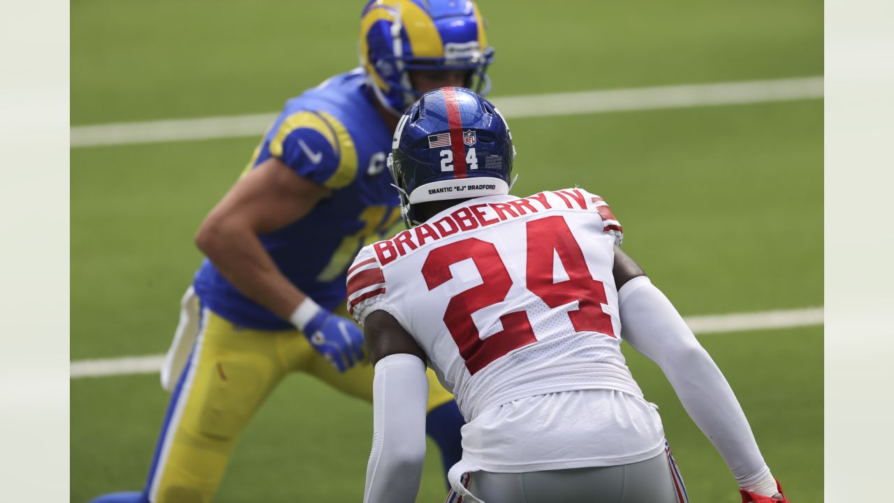 Los Angeles Rams linebacker Troy Reeder (51) heads off the field after an  NFL football game against the New York Giants, Sunday, October 4, 2020 in  Inglewood, Calif. The Rams defeated the