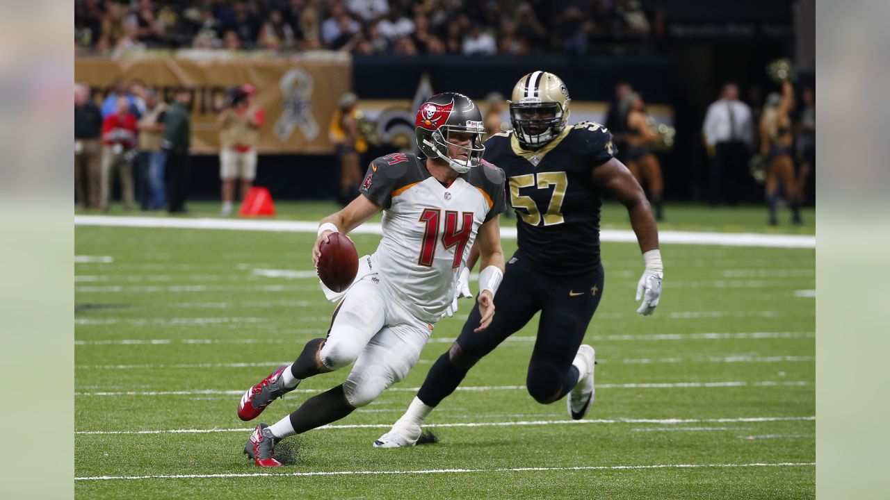 New Orleans Saints Demario Davis sacks New York Giants Eli Manning in the  3rd quarter in week 4 of the NFL season at MetLife Stadium in East  Rutherford, New Jersey on September