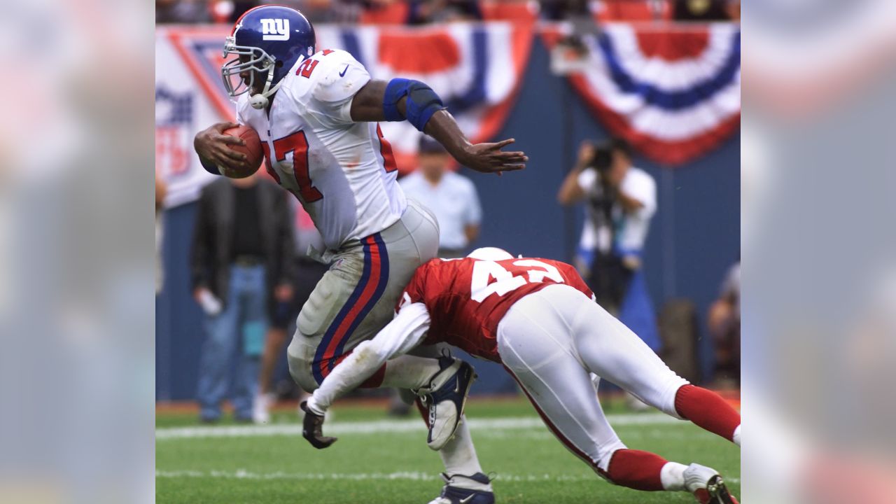 Arizona Cardinals running back James Conner (6) runs against New York Giants  cornerback Deonte Banks (25) during the second half of an NFL football  game, Sunday, Sept. 17, 2023, in Glendale, Ariz. (