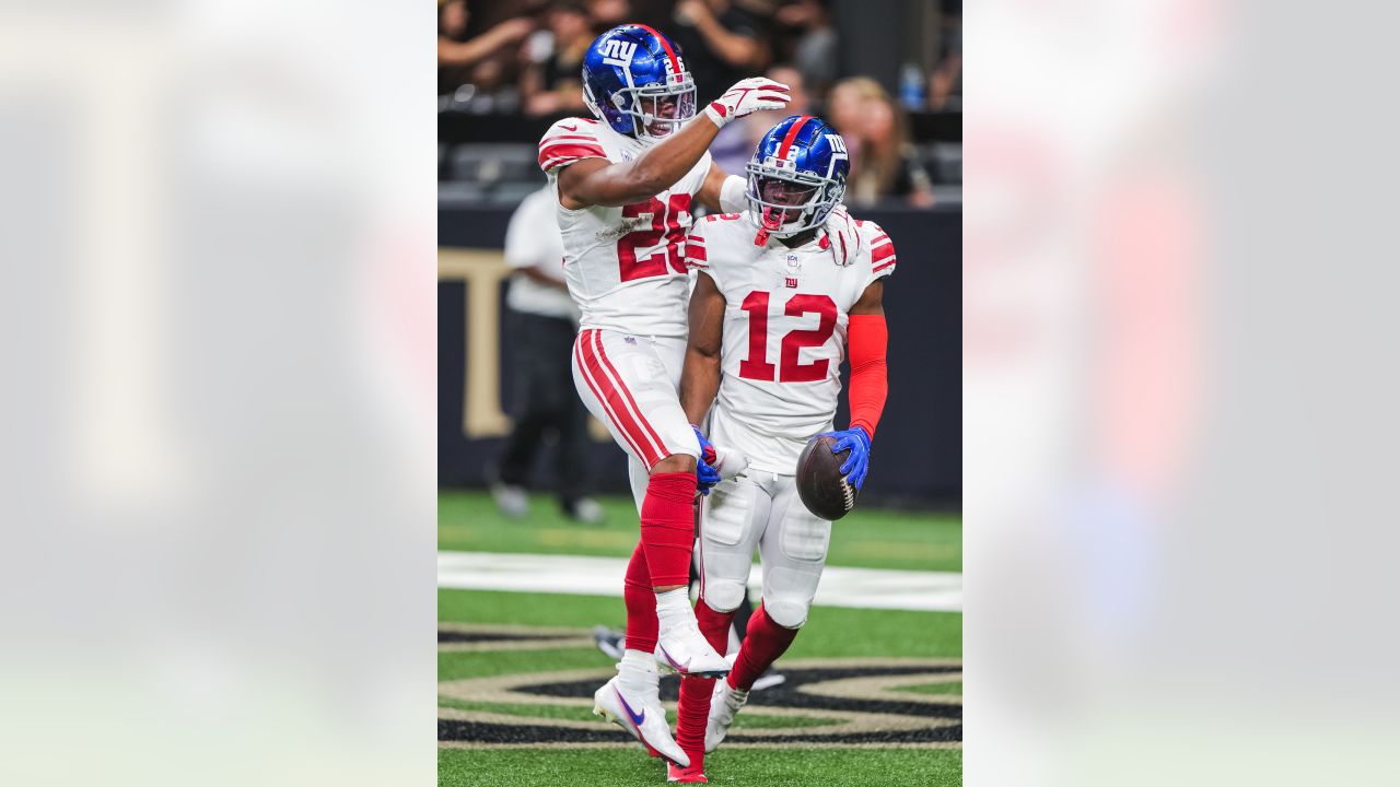 Atlanta Falcons guard Mike Johnson (79) catches a Matt Ryan pass for a  1-yard touchdown during the first quarter against the New Orleans Saints at  the Mercedes-Benz Superdome in New Orleans, Louisiana