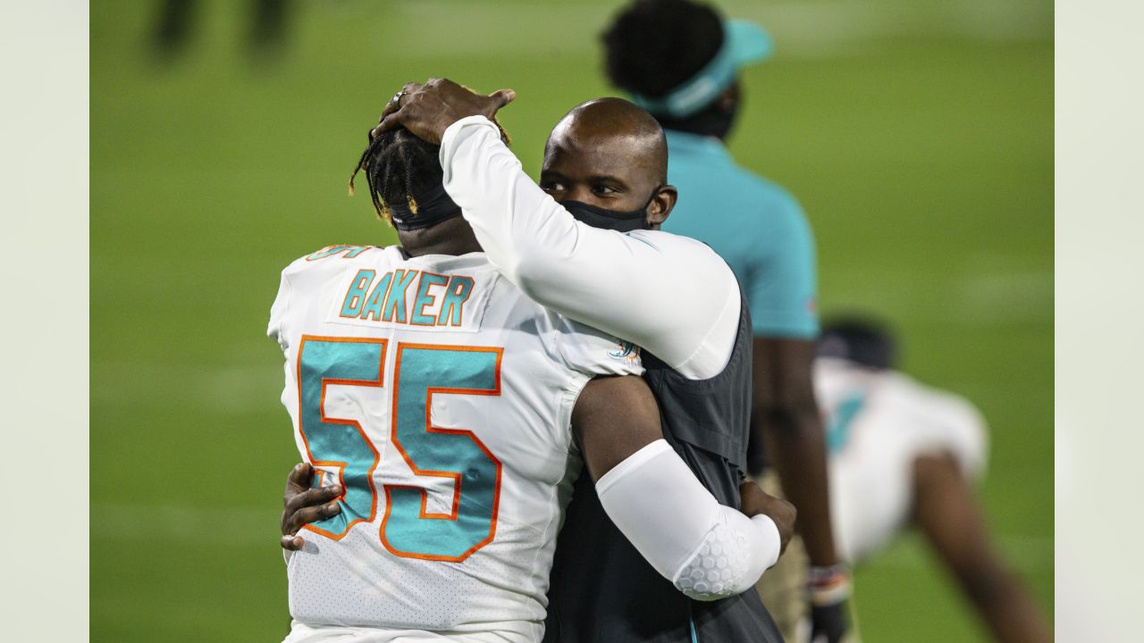 EAST RUTHERFORD, NJ - OCTOBER 09: Miami Dolphins linebacker Jerome