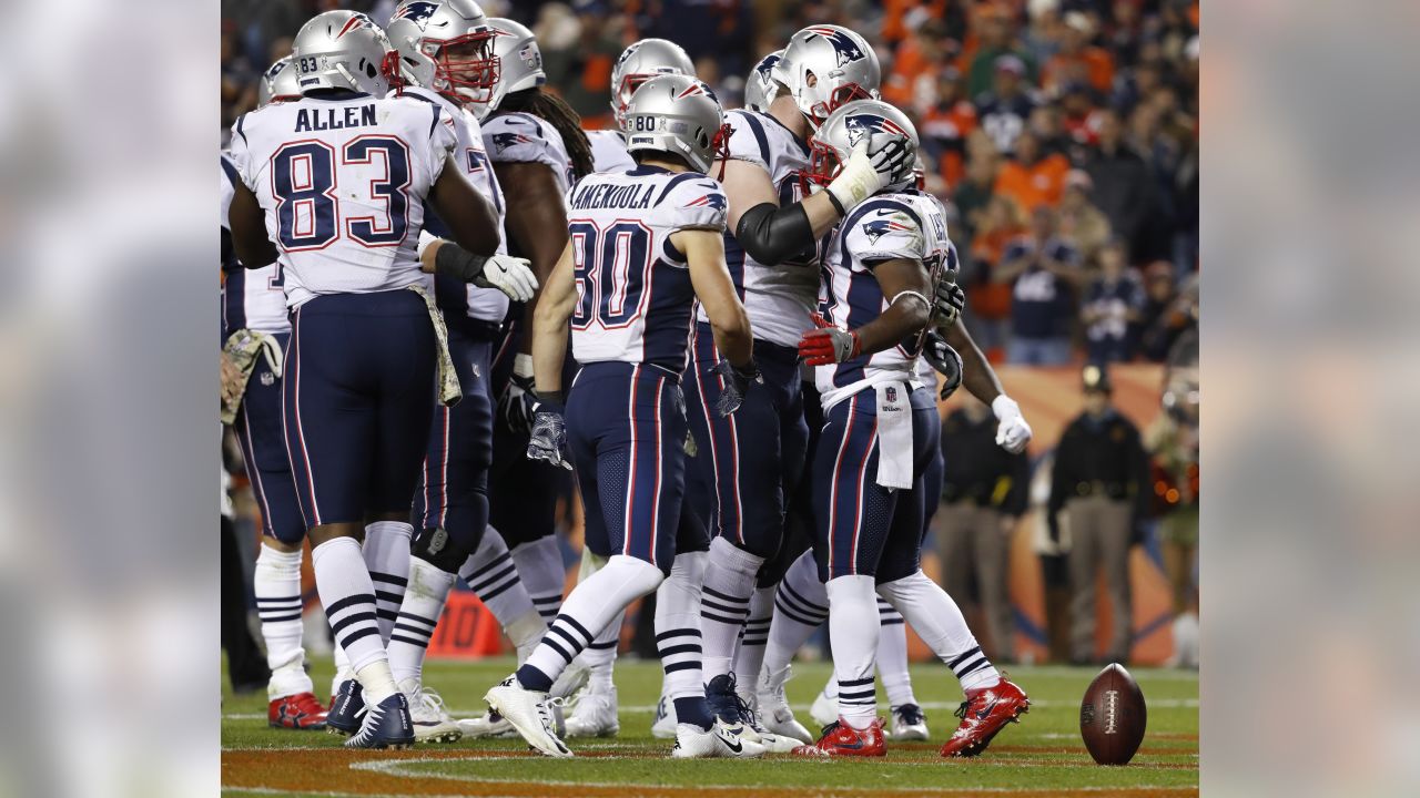 The New England Patriots line up against the Denver Broncos during an NFL  football game between the Denver Broncos and the New England Patriots in  Denver, Sunday, Dec. 18, 2011. (AP Photo/Jack