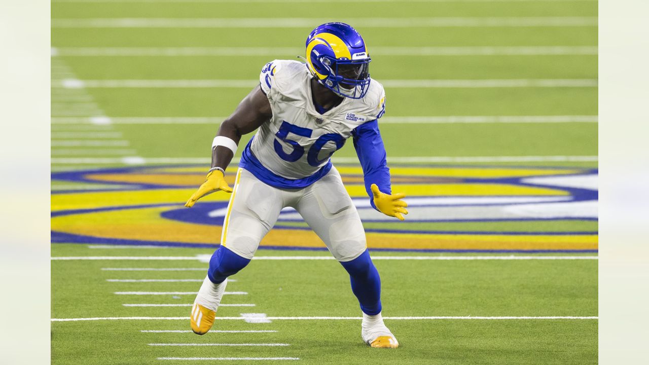 Washington Redskins inside linebacker London Fletcher (59) celebrates an  interception in the end zone during the third quarter of an NFL football  game against the St. Louis Rams in St. Louis, Sept …