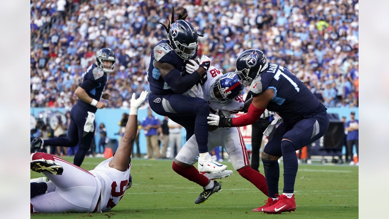 Tennessee Titans safety Amani Hooker takes up his position during the  second half of an NFL football game against the Indianapolis Colts Sunday,  Oct. 23, 2022, in Nashville, Tenn. (AP Photo/Mark Humphrey