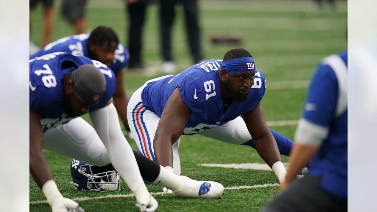 New York Giants offensive tackle Roy Mbaeteka (61) during an NFL preseason  football game against the Cincinnati Bengals, Sunday, Aug. 21, 2022 in East  Rutherford, N.J. The Giants won 25-22. (AP Photo/Vera