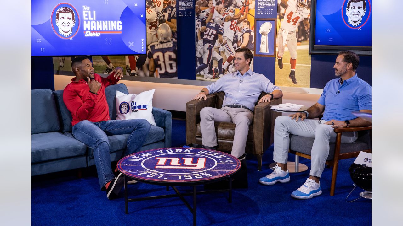 The Eli Manning Show, Episode 1: Michael Strahan Interview, Michael  Strahan, interview, video recording, speech, Eli Manning