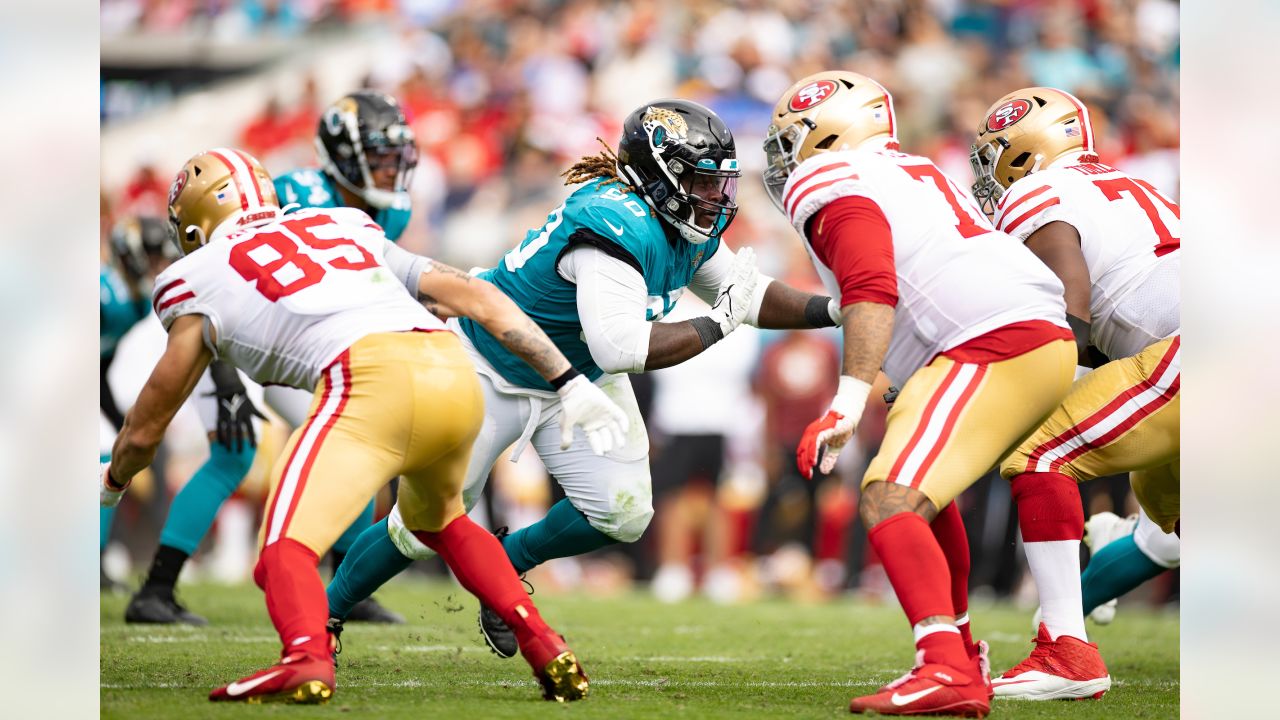 Jacksonville, FL, USA. 21st Nov, 2021. San Francisco 49ers cornerback  Devontae Harris (30) before 1st half NFL football game between the San  Francisco 49ers and the Jacksonville Jaguars at TIAA Bank Field