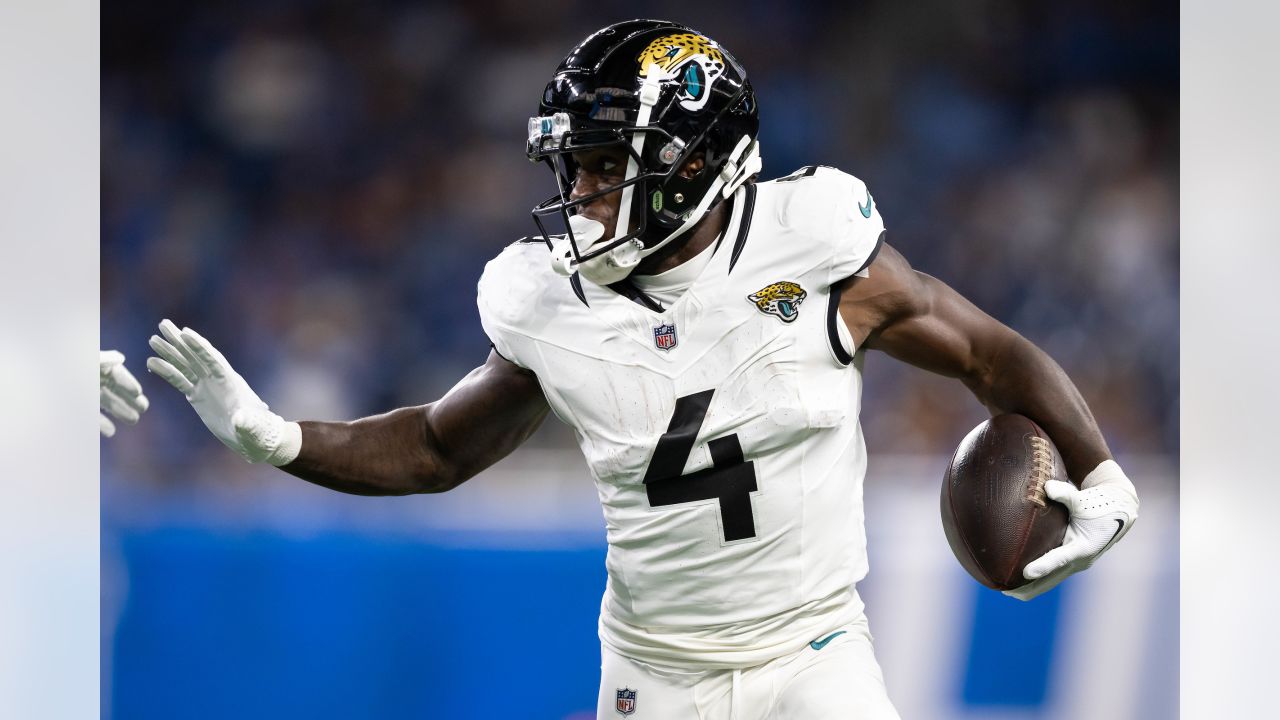 Jacksonville Jaguars wide receiver Oliver Martin (88) stiff arms Detroit  Lions cornerback Chase Lucas (27) during an preseason NFL football game in  Detroit, Saturday, Aug. 19, 2023. (AP Photo/Paul Sancya Stock Photo - Alamy