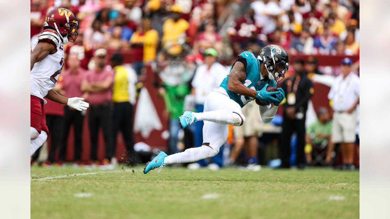 Jacksonville Jaguars cornerback Tyson Campbell (32) runs during an NFL  football game against the Washington Commanders, Sunday, Sept. 11, 2022 in  Landover. (AP Photo/Daniel Kucin Jr Stock Photo - Alamy