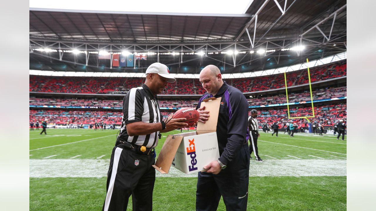 Jacksonville Jaguars safety Andre Cisco (5) in action during an NFL  football game against the Denver Broncos at Wembley Stadium in London,  Sunday, Oct. 30, 2022. The Denver Broncos defeated the Jacksonville