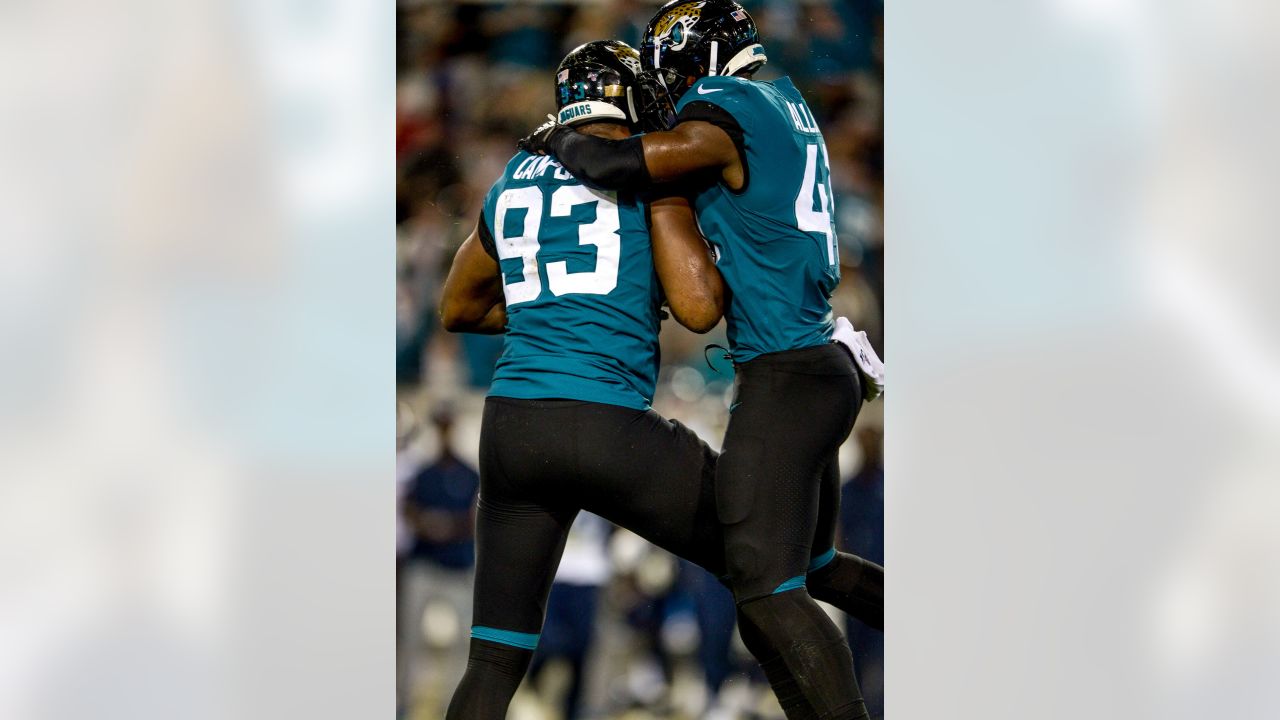 Jacksonville Jaguars running back Leonard Fournette runs a pass pattern  against the Los Angeles Chargers during the second half of an NFL football  game, Sunday, Dec. 8, 2019, in Jacksonville, Fla. (AP