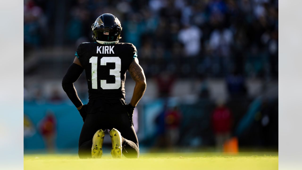 Jacksonville Jaguars wide receiver Willie Johnson warms up before