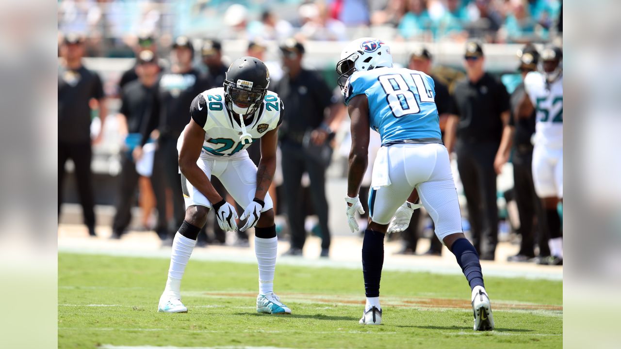 Jacksonville Jaguars strong safety Barry Church warms up before an NFL  football game against the Houston Texans Sunday, Oct. 21, 2018, in  Jacksonville, Fla. (AP Photo/Phelan M. Ebenhack)