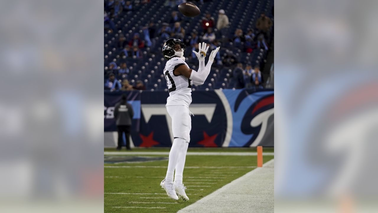 Jacksonville Jaguars CB Jalen Ramsey celebrates an interception in the NFL  International Series game against the Baltimore Ravens at Wembley Stadium,  London on September 24, 2017. Jacksonville beat Baltimore 44 - 7.