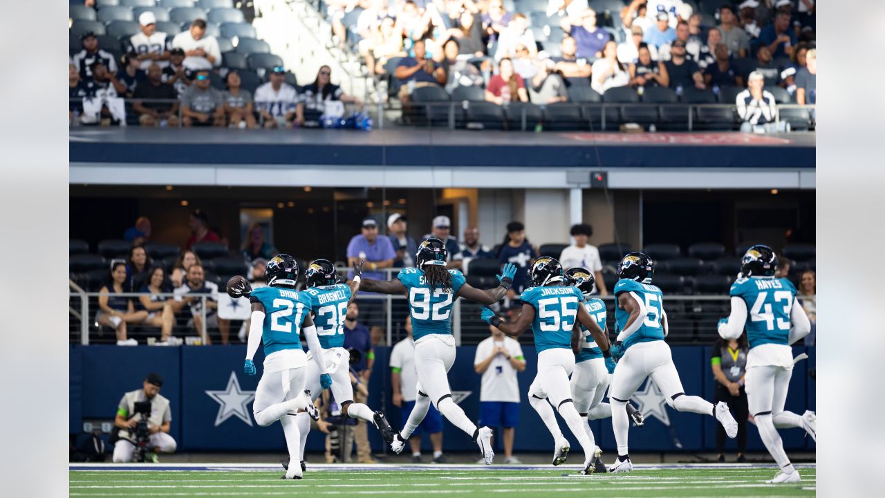 Dallas Cowboys defensive end Durrell Johnson (51) is seen during the first  half of an NFL football game against the Jacksonville Jaguars, Saturday,  Aug. 12, 2023, in Arlington, Texas. Jacksonville won 28-23. (