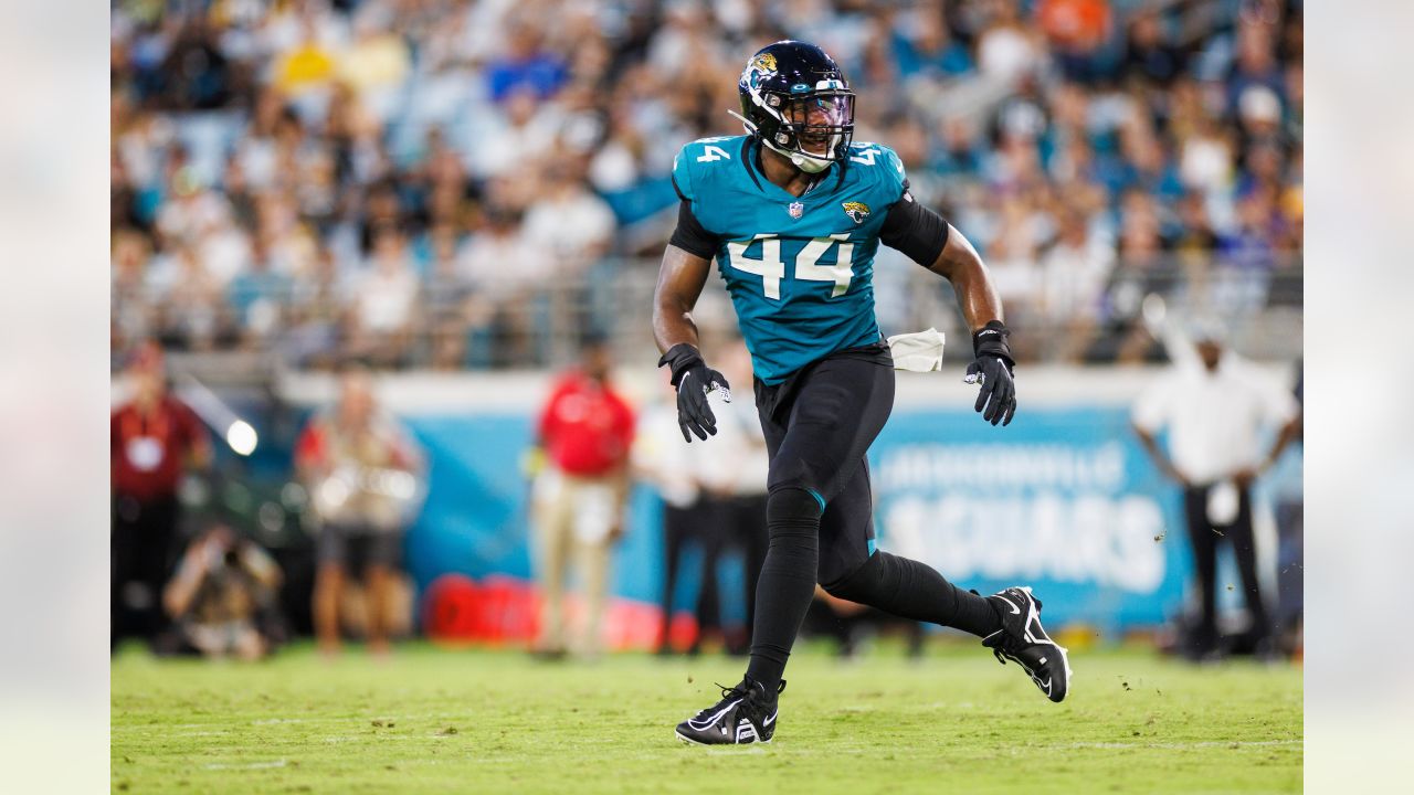 Jacksonville Jaguars defensive tackle Folorunso Fatukasi (94) warms up  prior to an NFL Football game in Arlington, Texas, Saturday, August 12,  2023. (AP Photo/Michael Ainsworth Stock Photo - Alamy