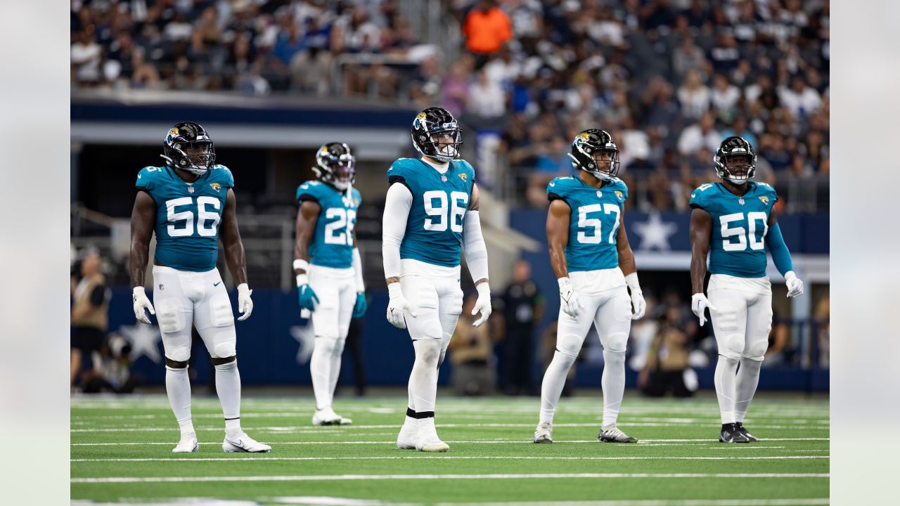 Dallas Cowboys defensive end Durrell Johnson (51) is seen during the first  half of an NFL football game against the Jacksonville Jaguars, Saturday,  Aug. 12, 2023, in Arlington, Texas. Jacksonville won 28-23. (