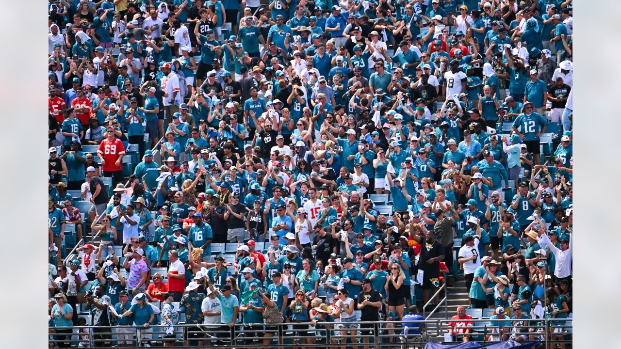 A general view of the Jacksonville Jaguars' home stadium during an NFL  football game against the Kansas City Chiefs, Sunday, Sept. 17, 2023, in  Jacksonville, Fla. (AP Photo/Gary McCullough Stock Photo - Alamy