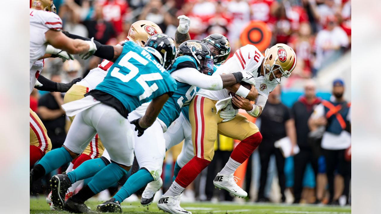 Jacksonville, FL, USA. 21st Nov, 2021. San Francisco 49ers cornerback  Devontae Harris (30) before 1st half NFL football game between the San  Francisco 49ers and the Jacksonville Jaguars at TIAA Bank Field