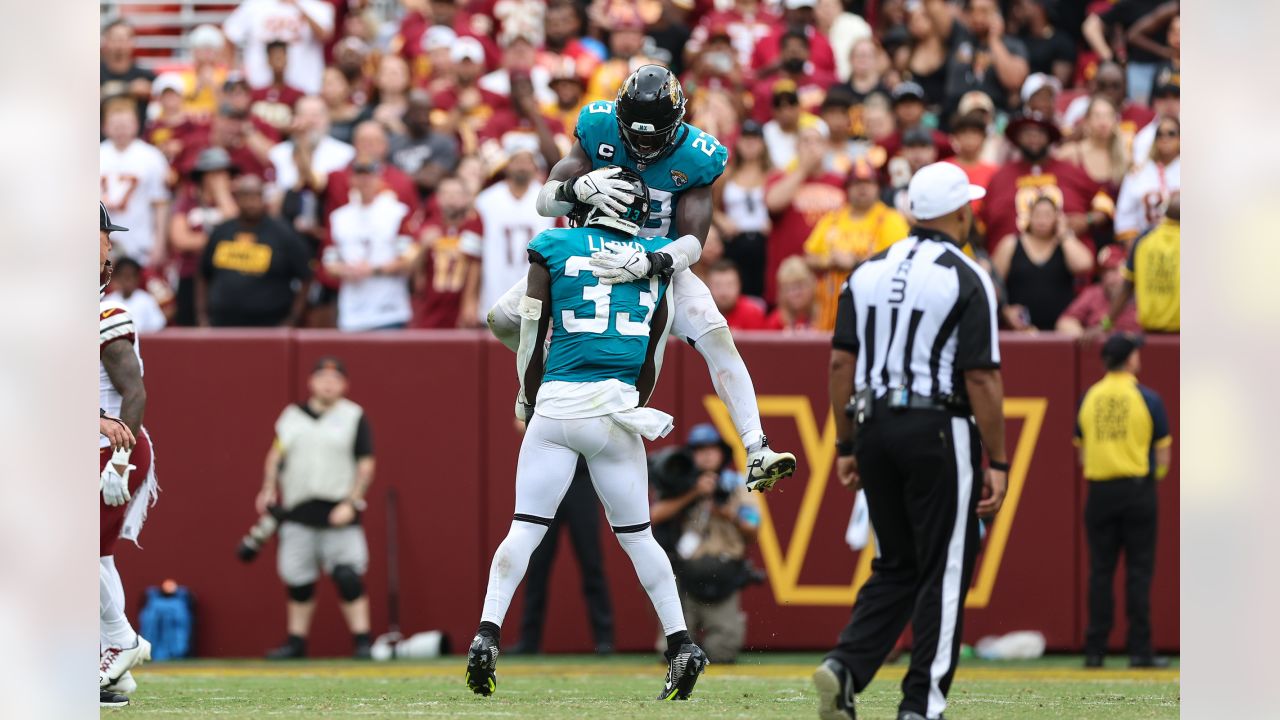 Jacksonville Jaguars cornerback Tyson Campbell (32) runs during an NFL  football game against the Washington Commanders, Sunday, Sept. 11, 2022 in  Landover. (AP Photo/Daniel Kucin Jr Stock Photo - Alamy