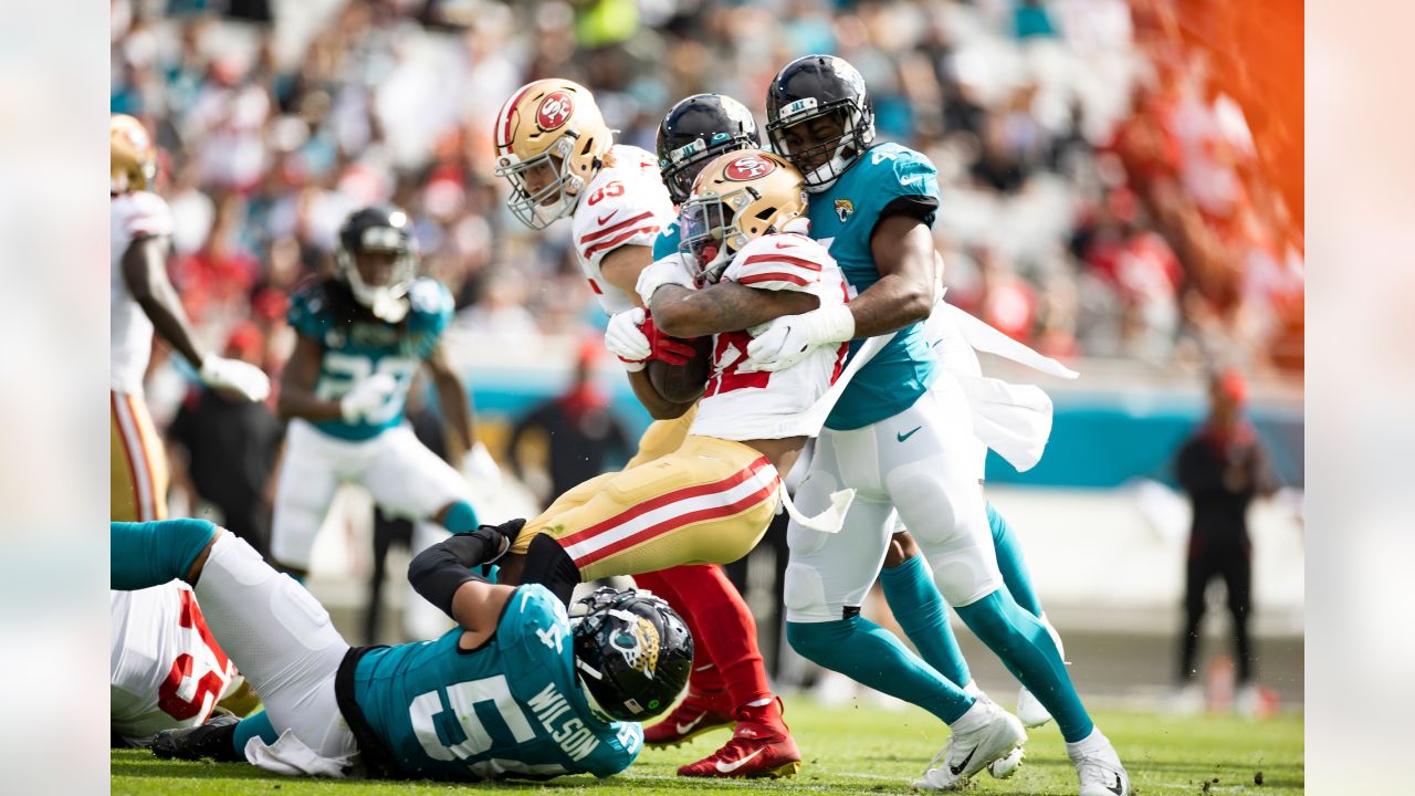 Jacksonville, FL, USA. 21st Nov, 2021. San Francisco 49ers cornerback  Devontae Harris (30) before 1st half NFL football game between the San  Francisco 49ers and the Jacksonville Jaguars at TIAA Bank Field