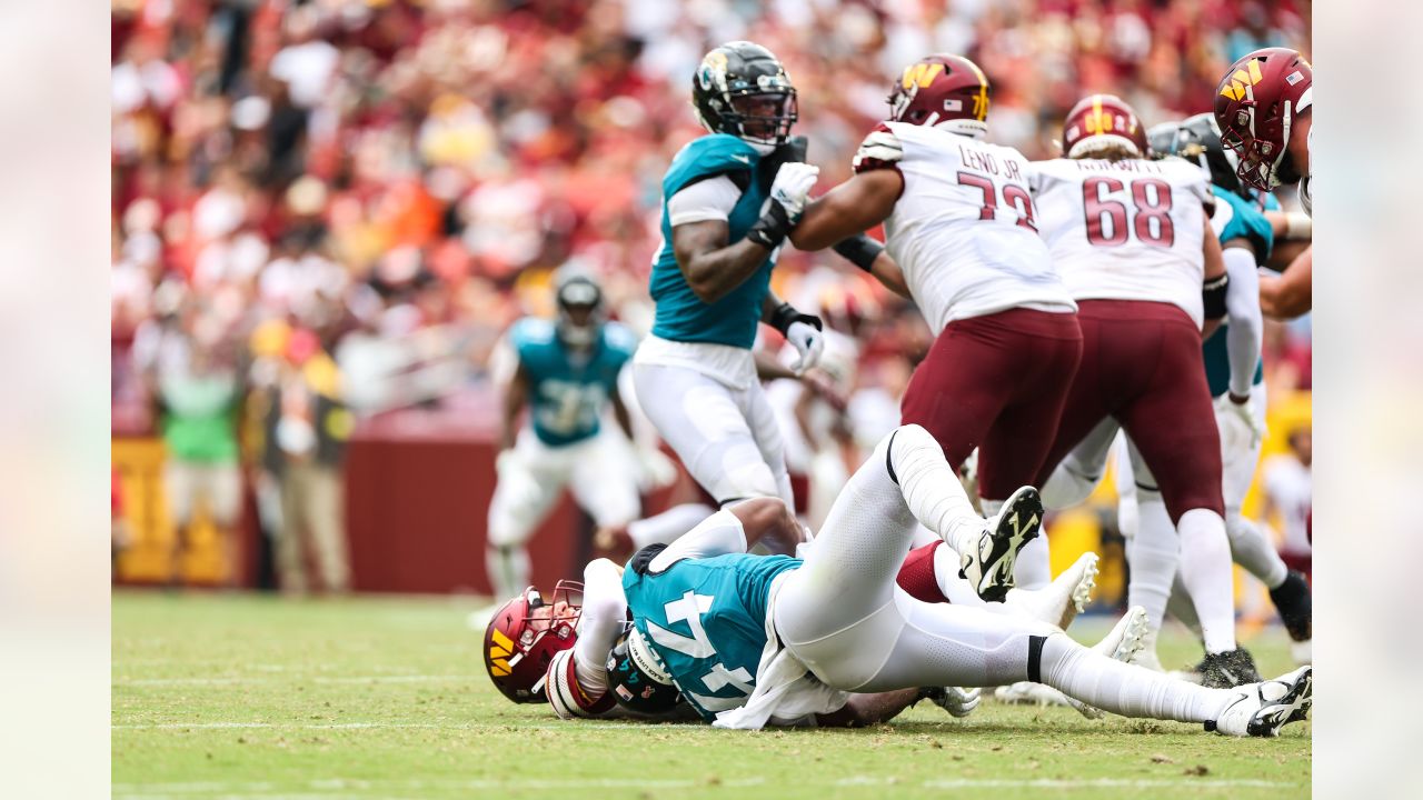 Jacksonville Jaguars cornerback Tyson Campbell (32) runs during an NFL  football game against the Washington Commanders, Sunday, Sept. 11, 2022 in  Landover. (AP Photo/Daniel Kucin Jr Stock Photo - Alamy