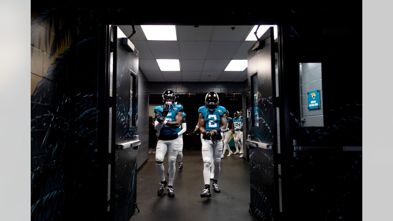 Jacksonville Jaguars wide receiver Jacob Harris (83) during the national  anthem before an NFL pre-season football game against the Miami Dolphins,  Saturday, Aug. 26, 2023, in Jacksonville, Fla. The Jaguars defeated the