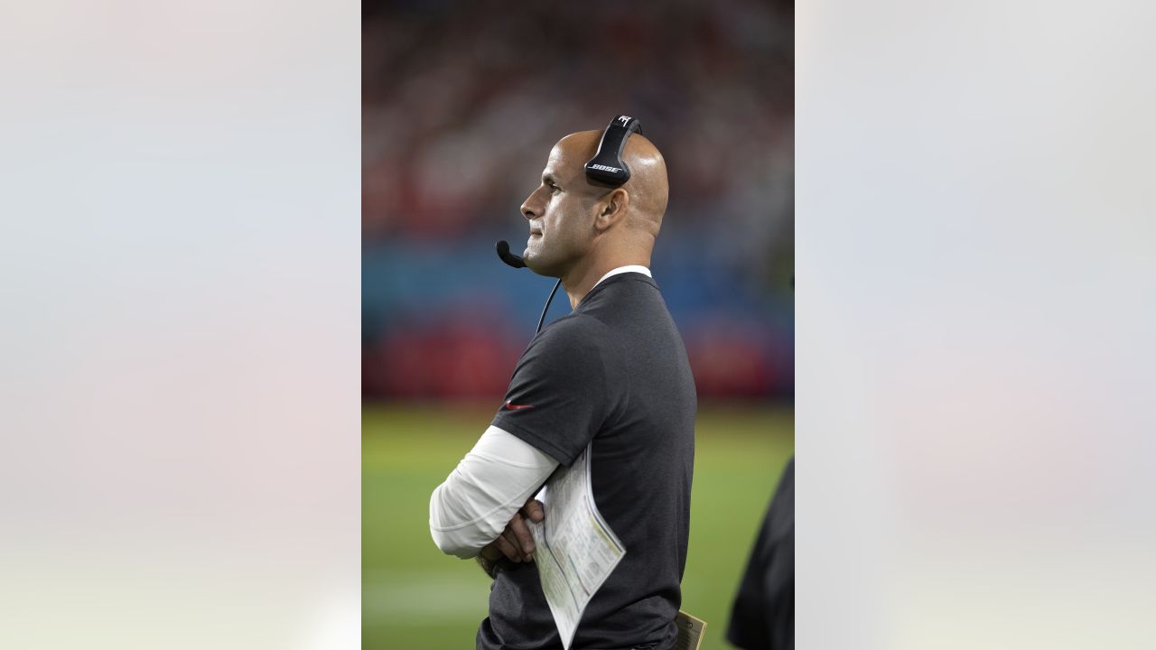 New York Jets head coach Robert Saleh during an NFL International Series  game against the Atlanta Falcons at Tottenham Hotspur Stadium, Sunday, Oct.  1 Stock Photo - Alamy