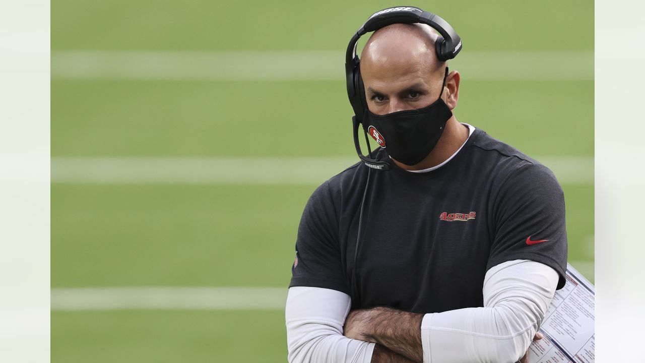 New York Jets' head coach Robert Saleh gives a press conference before an  NFL practice session at Hanbury Manor Marriott Hotel and Country Club near  the town of Ware, in south east