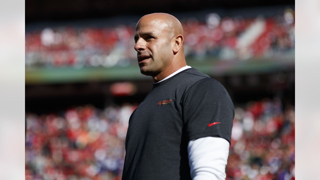 New York Jets' head coach Robert Saleh gives a press conference before an  NFL practice session at Hanbury Manor Marriott Hotel and Country Club near  the town of Ware, in south east