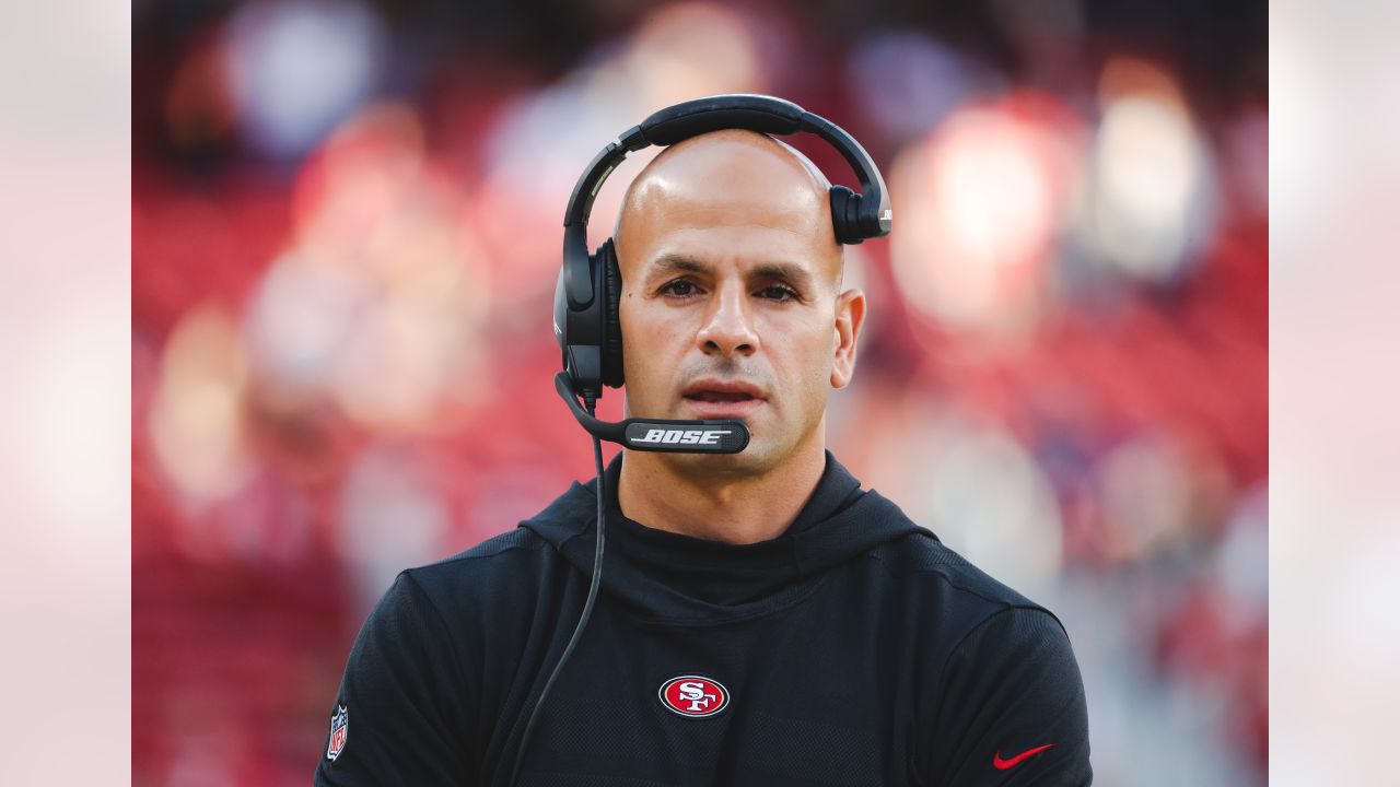 New York Jets' head coach Robert Saleh gives a press conference before an  NFL practice session at Hanbury Manor Marriott Hotel and Country Club near  the town of Ware, in south east