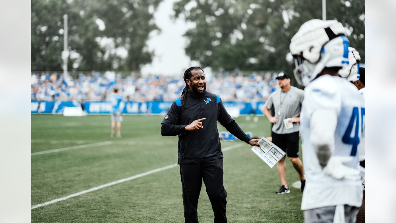 Jamaal Williams, Aidan Hutchinson, and Frank Ragnow meet with the media at  Lions Training Camp 