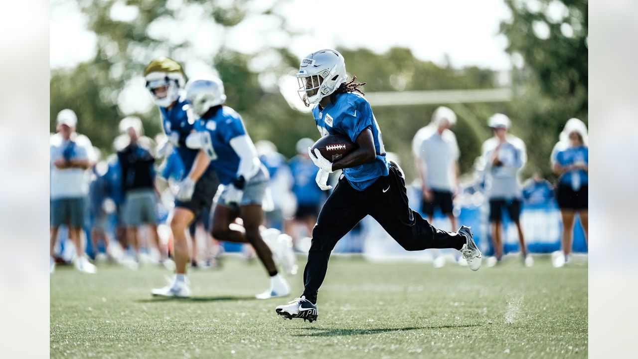 ALLEN PARK, MI - AUGUST 05: Detroit Lions WR Kalil Pimpleton (83) in action  during Lions training camp on August 5, 2022 at Detroit Lions Training Camp  in Allen Park, MI (Photo