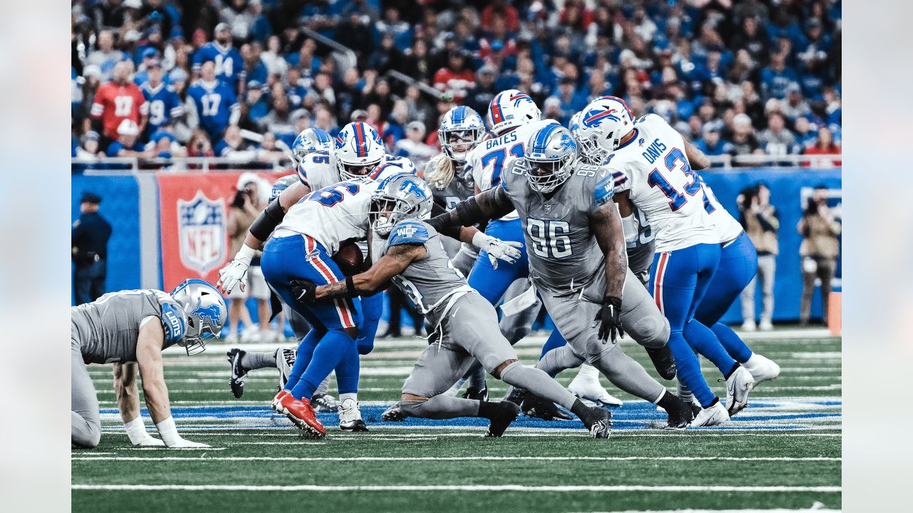 DETROIT, MI - DECEMBER 11: Detroit Lions Defensive End (96) Isaiah Buggs  during introductions before the game between Minnesota Vikings and Detroit  Lions on December 11, 2022 in Detroit, MI (Photo by