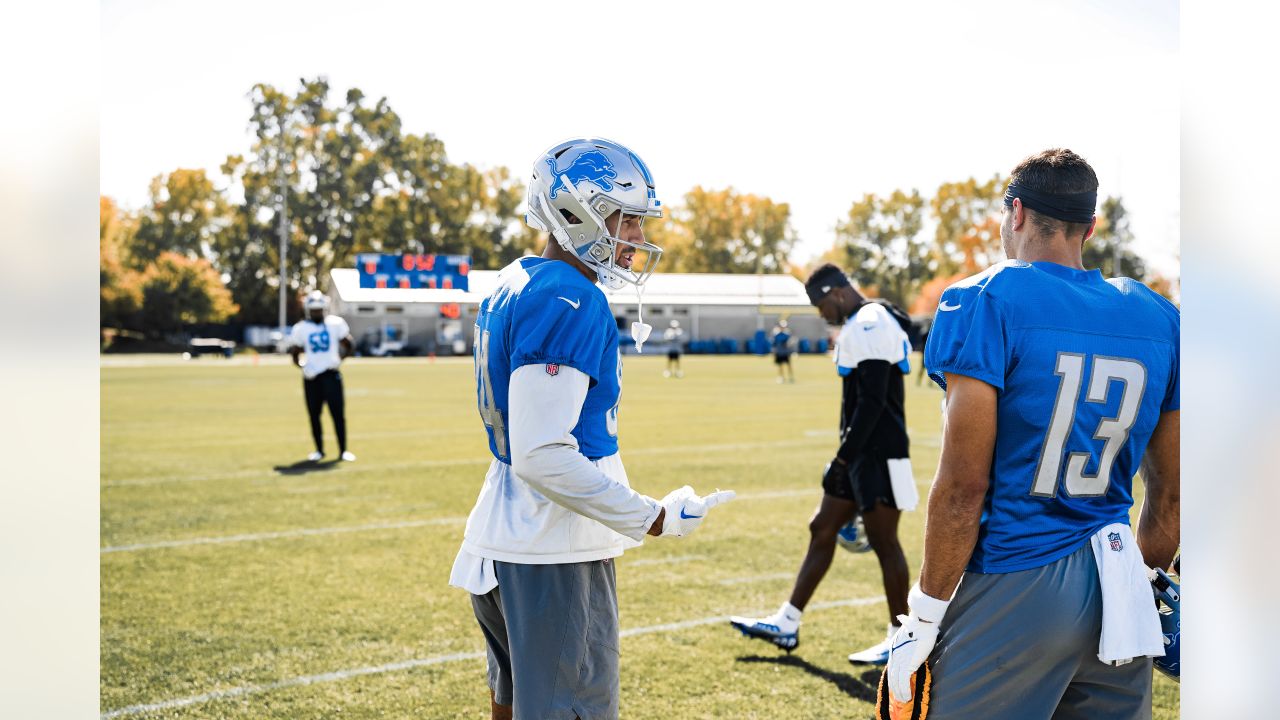 Lions down 9 players at practice; WR Amon-Ra St. Brown in red no-contact  jersey 