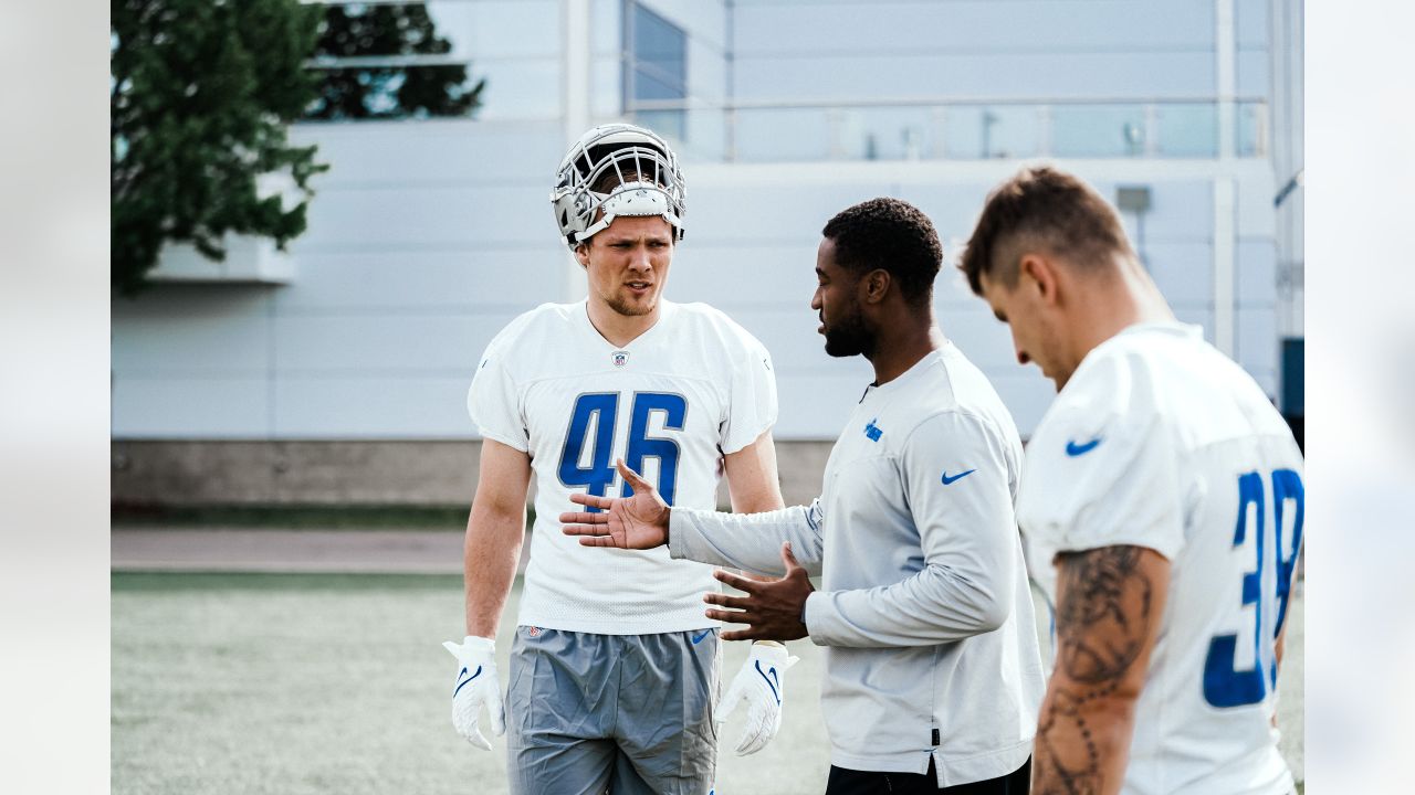 Detroit Lions defensive tackle Brodric Martin watches during an NFL  football rookie minicamp practice in Allen Park, Mich., Saturday, May 13,  2023. (AP Photo/Paul Sancya Stock Photo - Alamy