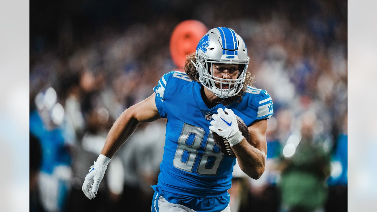 Detroit Lions' T.J. Hockenson celebrates his touchdown catch with Trinity  Benson (17) during the first half of an NFL football game Monday, Sept. 20,  2021, in Green Bay, Wis. (AP Photo/Morry Gash