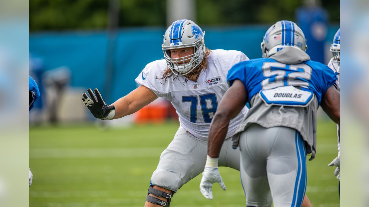 Detroit Lions offensive lineman Andrew Donnal (78) during Day 14 of 2019 Detroit Lions Training Camp presented by Rocket Mortgage on Sunday, Aug. 11, 2019 in Allen Park, Mich. (Detroit Lions via AP)