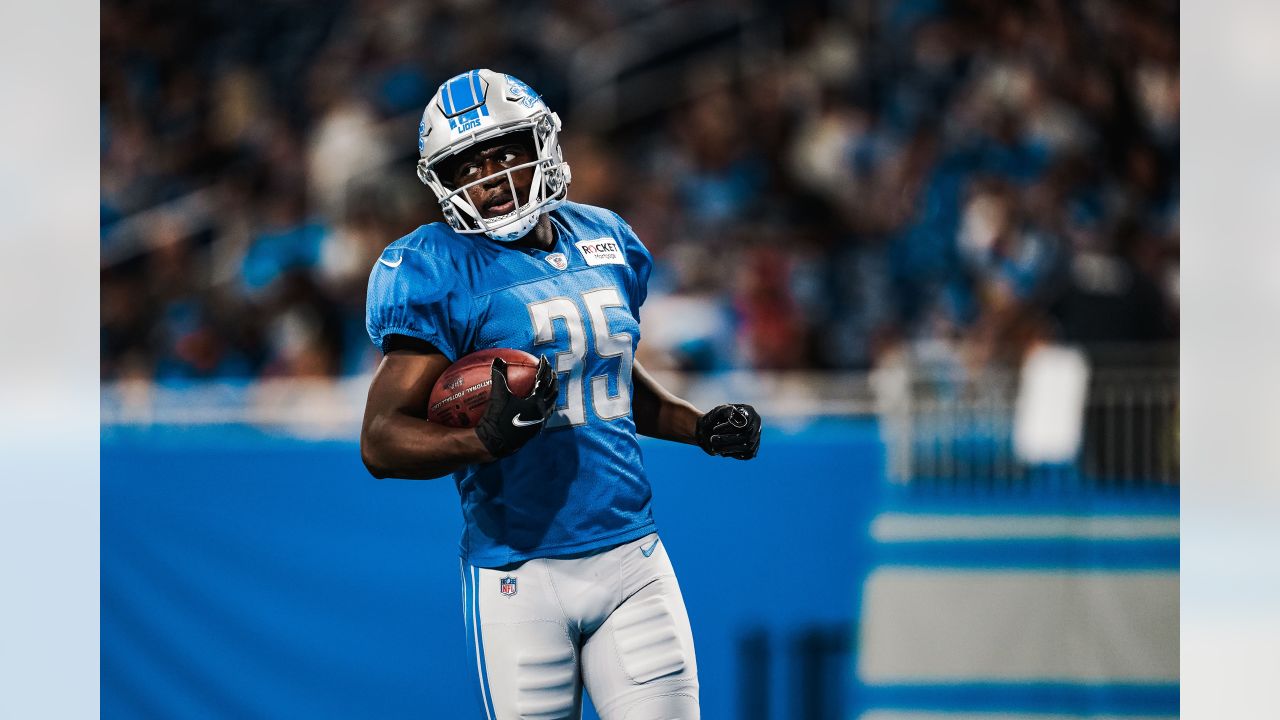 ALLEN PARK, MI - AUGUST 05: Detroit Lions WR Kalil Pimpleton (83) in action  during Lions training camp on August 5, 2022 at Detroit Lions Training Camp  in Allen Park, MI (Photo