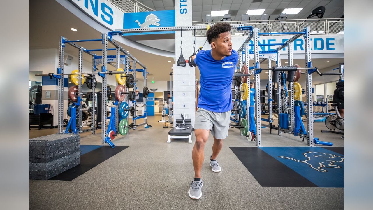 Detroit Lions cornerback Jamal Agnew during the voluntary offseason workout program at the Detroit Lions training facility on Tuesday, April 16, 2019 in Allen Park, Mich. (Detroit Lions via AP)