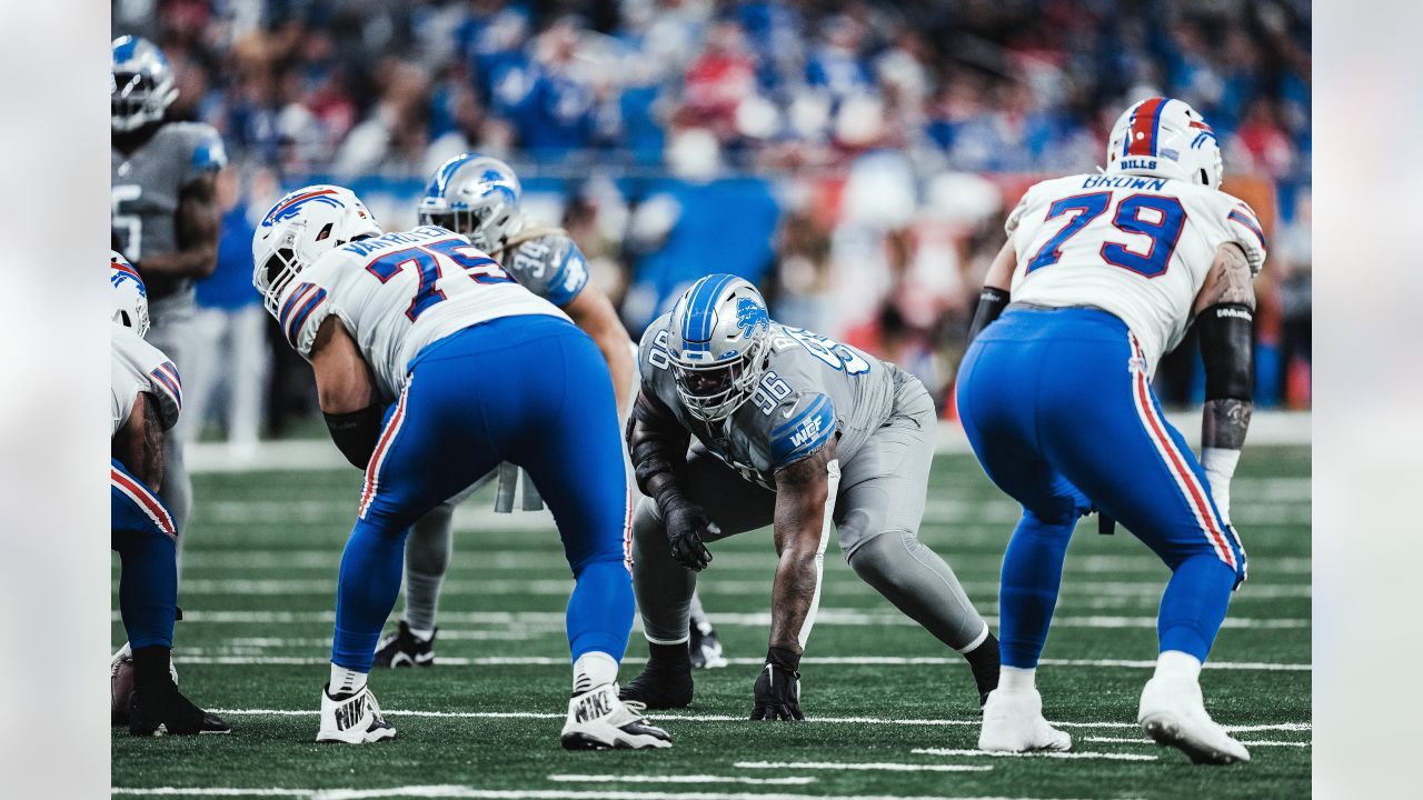 DETROIT, MI - DECEMBER 11: Detroit Lions Defensive End (96) Isaiah Buggs  during introductions before the game between Minnesota Vikings and Detroit  Lions on December 11, 2022 in Detroit, MI (Photo by