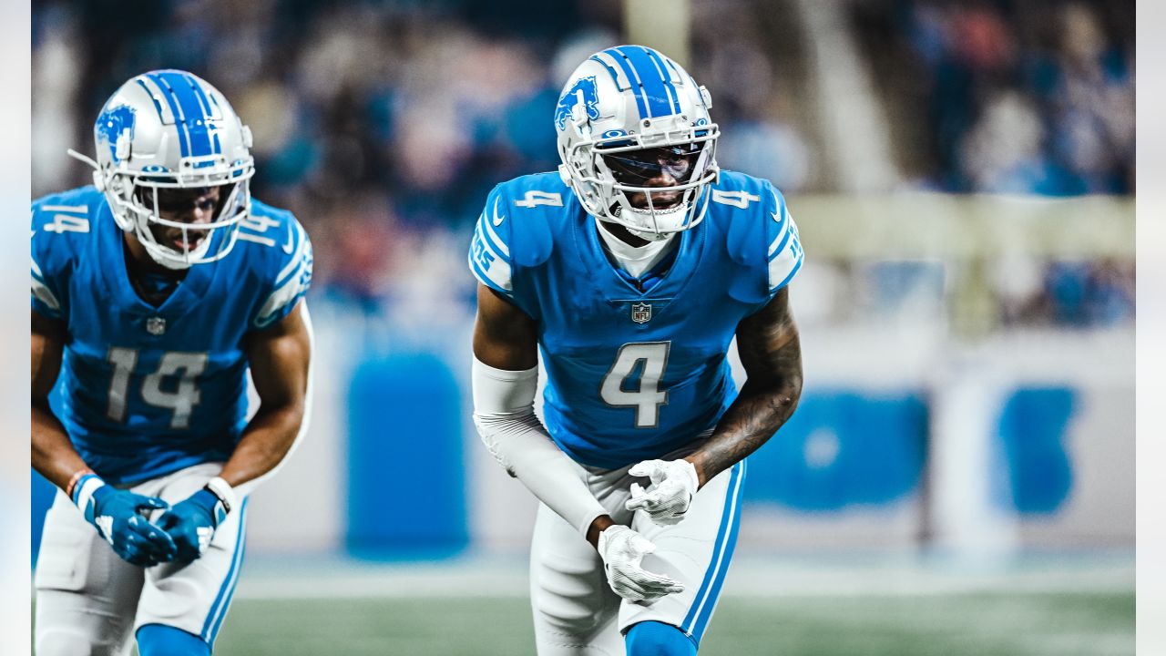 Detroit Lions wide receiver DJ Chark (4) warms up prior to an NFL