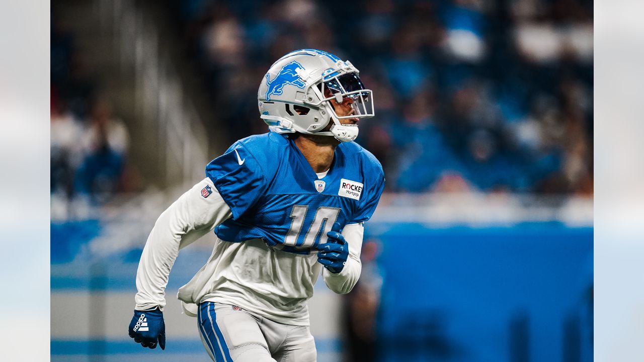 ALLEN PARK, MI - AUGUST 05: Detroit Lions WR Kalil Pimpleton (83) in action  during Lions training camp on August 5, 2022 at Detroit Lions Training Camp  in Allen Park, MI (Photo