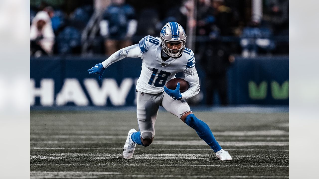 Detroit Lions wide receiver Amon-Ra St. Brown (14) is introduced before an  NFL football game against the Seattle Seahawks Sunday, Sept. 17, 2023, in  Detroit. (AP Photo/Duane Burleson Stock Photo - Alamy