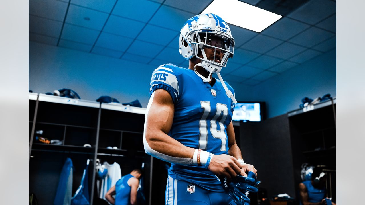 DETROIT, MI - NOVEMBER 06: Detroit Lions Wide Receiver (14) Amon-Ra St.  Brown in action during the game between Green Bay Packers and Detroit Lions  on November 6, 2022 in Detroit, MI (