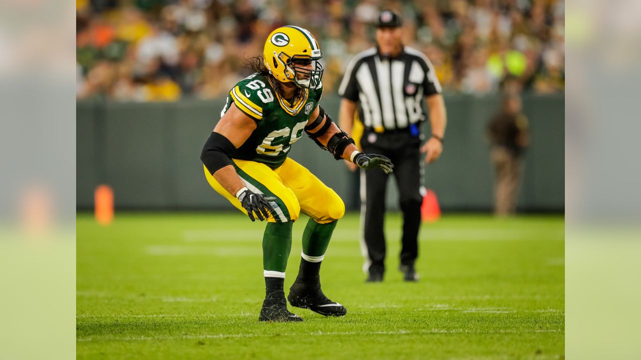 Jake Kumerow of the Green Bay Packers awaits the snap against the New